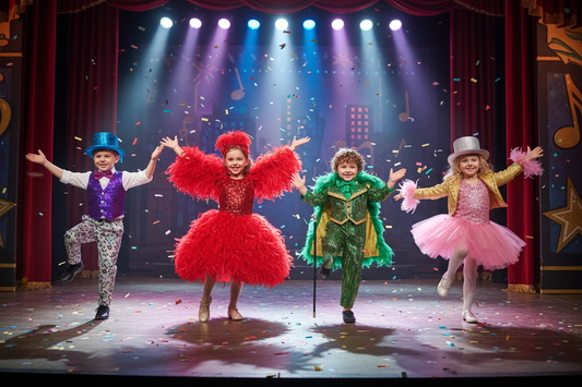 with styled broadway costume on